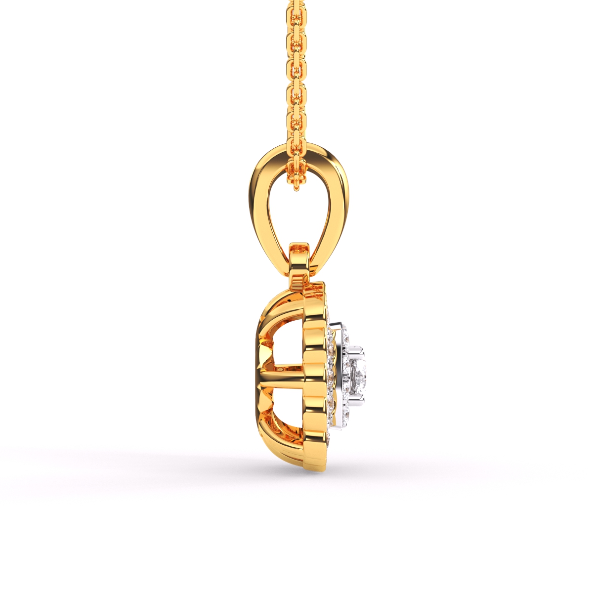 Square Shaped Double Halo Diamond Pendant